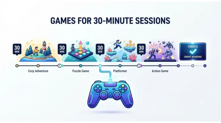 Games that fit 30-minute sessions and lead to a real ending with credits