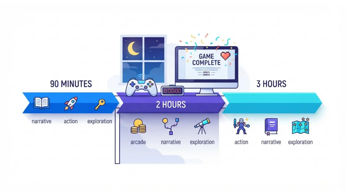 Games you can finish in one sitting by 90-minute, 2-hour, and 3-hour evening windows