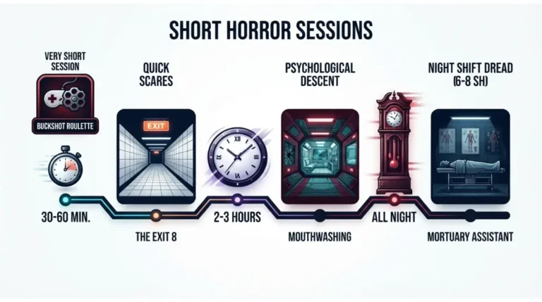 Short Horror Game guide showing horror games matched to different available playtimes
