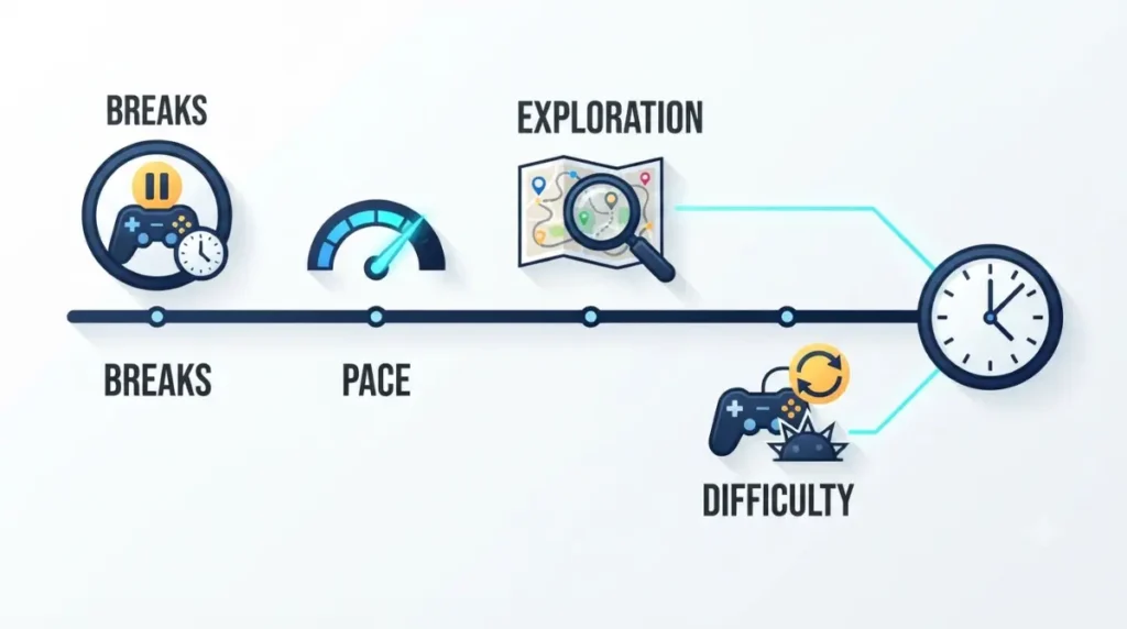 HowLongToBeat estimate versus actual playthrough time factors