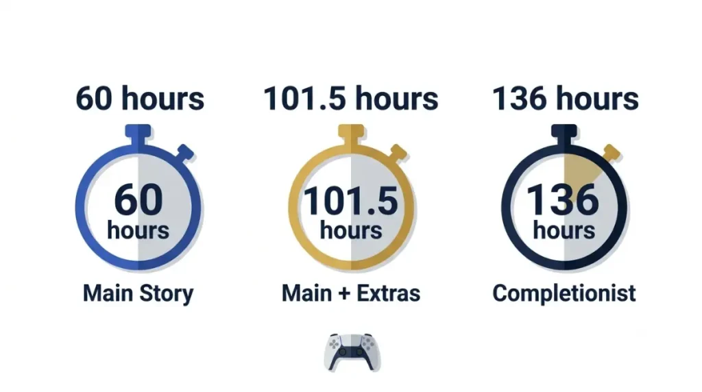 Elden Ring completion times for Main Story, Main + Extras, and Completionist