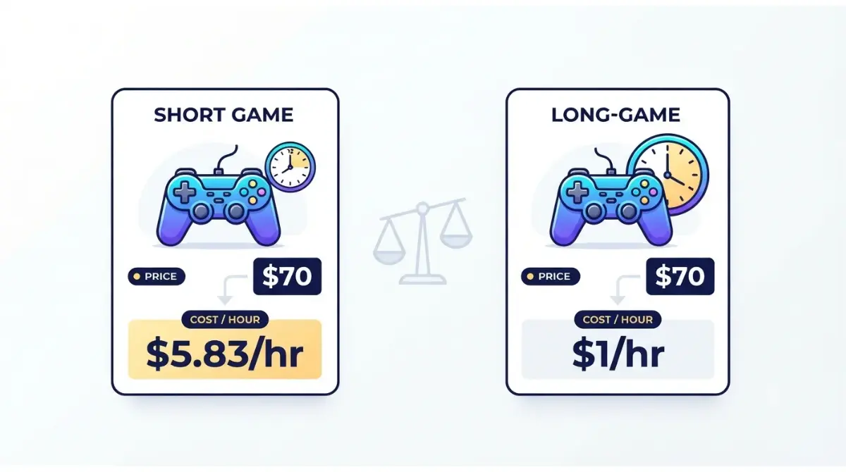 Cost Per Hour comparison between short and long video games