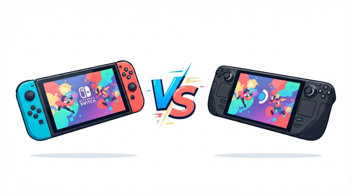 Nintendo Switch 2 and Steam Deck compared side by side for short gaming sessions.